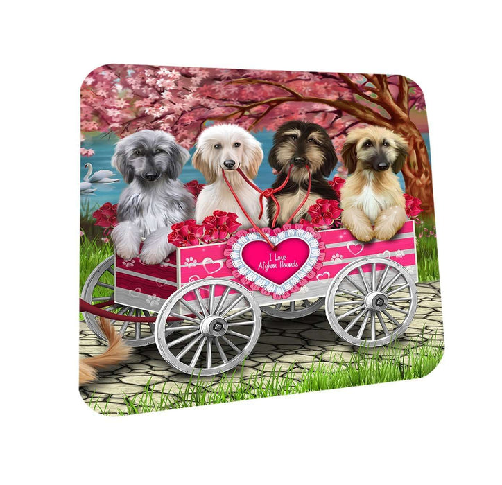 I Love Afghan Hounds Dog in a Cart Coasters Set of 4 CST48096