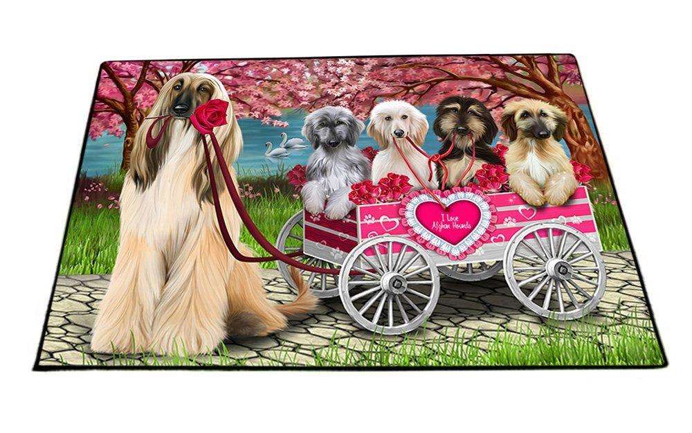 I Love Afghan Hounds Dog in a Cart Floormat FLMS48186