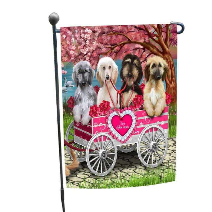 I Love Afghan Hounds Dog in a Cart Garden Flag GFLG48095