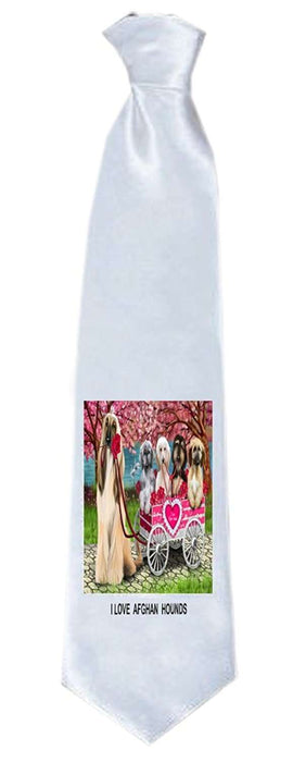 I Love Afghan Hounds Dog in a Cart Neck Tie TIE48089