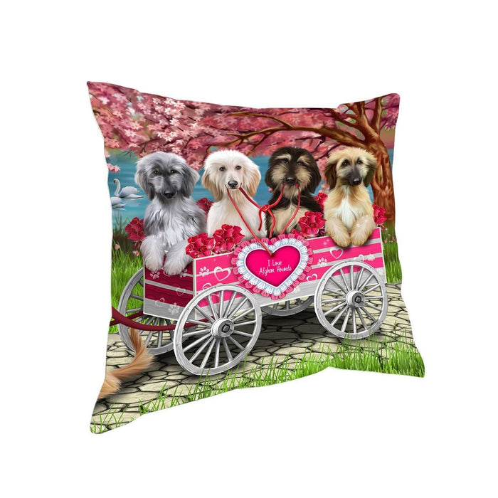 I Love Afghan Hounds Dog in a Cart Pillow PIL48600