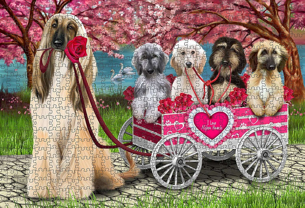 I Love Afghan Hounds Dog in a Cart Puzzle with Photo Tin PUZL48264