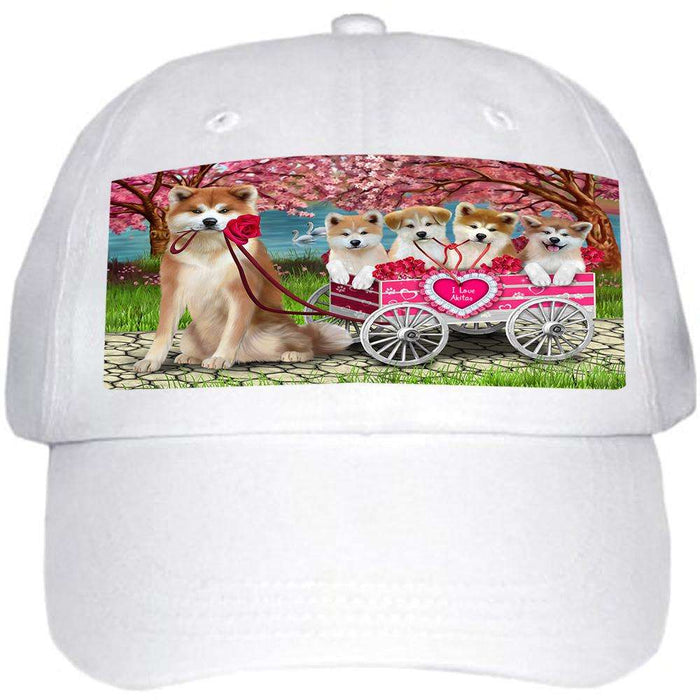 I Love Akitas Dog Cat in a Cart Ball Hat Cap HAT58821