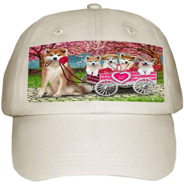 I Love Akitas Dog Cat in a Cart Ball Hat Cap HAT58821