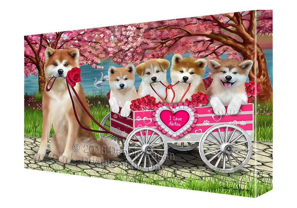 I Love Akitas Dog Cat in a Cart Canvas Print Wall Art Décor CVS82529