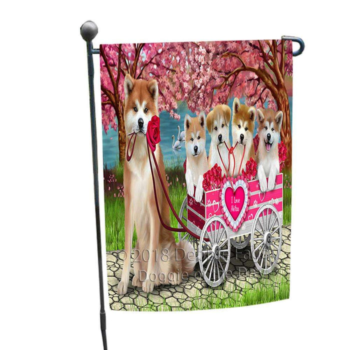 I Love Akitas Dog Cat in a Cart Garden Flag GFLG51693
