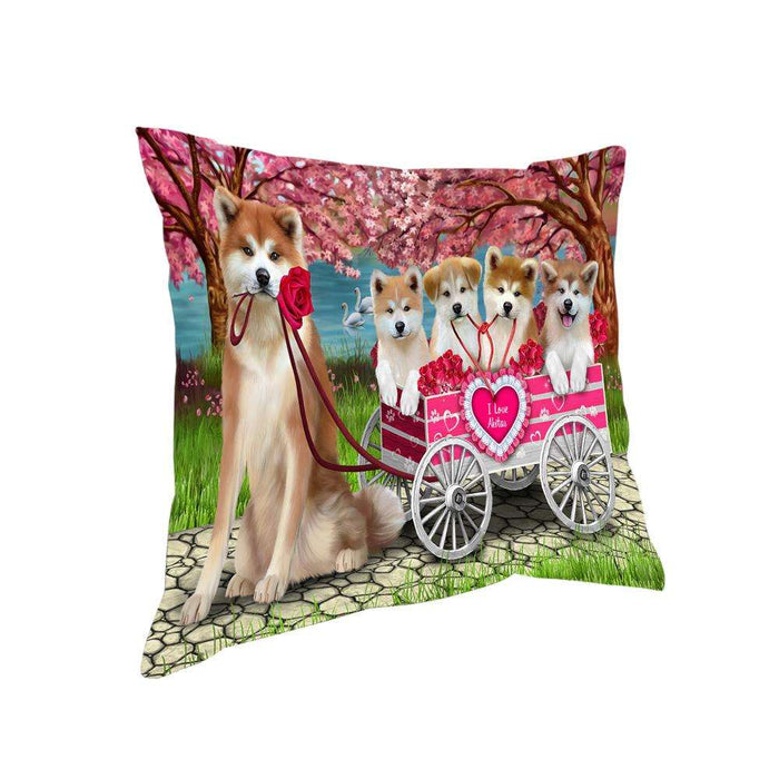 I Love Akitas Dog Cat in a Cart Pillow PIL63148