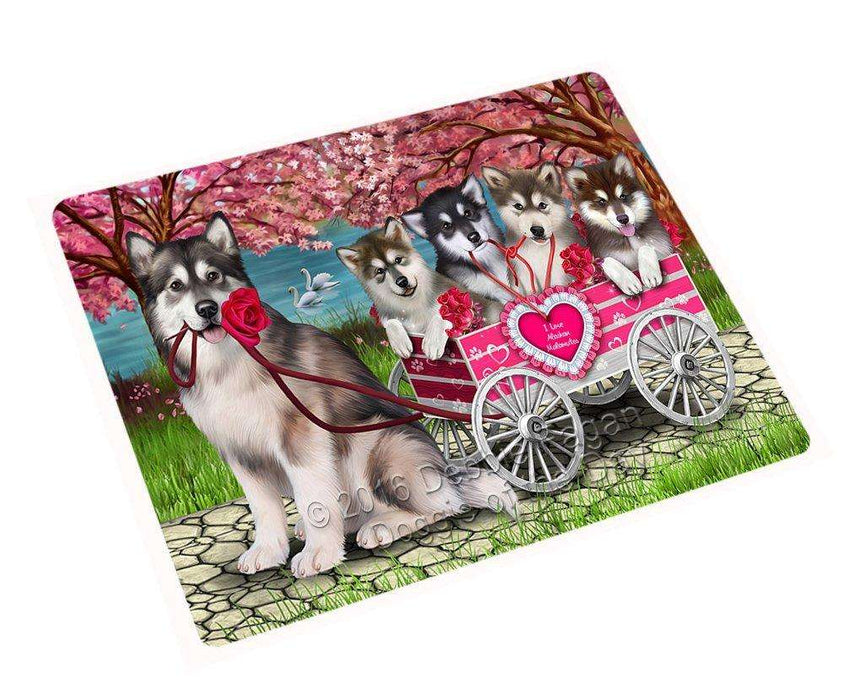 I Love Alaskan Malamute Dogs In A Cart Magnet Mini (3.5" x 2")