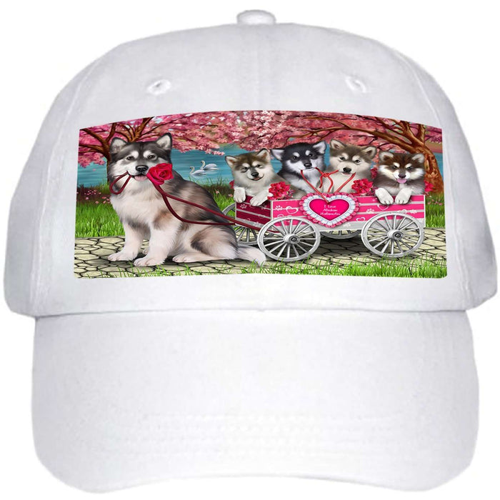 I Love Alaskan Malamutes Dog in a Cart Ball Hat Cap HAT49422