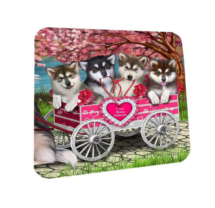I Love Alaskan Malamutes Dog in a Cart Coasters Set of 4 CST48522