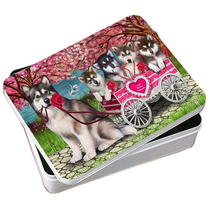 I Love Alaskan Malamutes Dog in a Cart Photo Storage Tin PITN48563