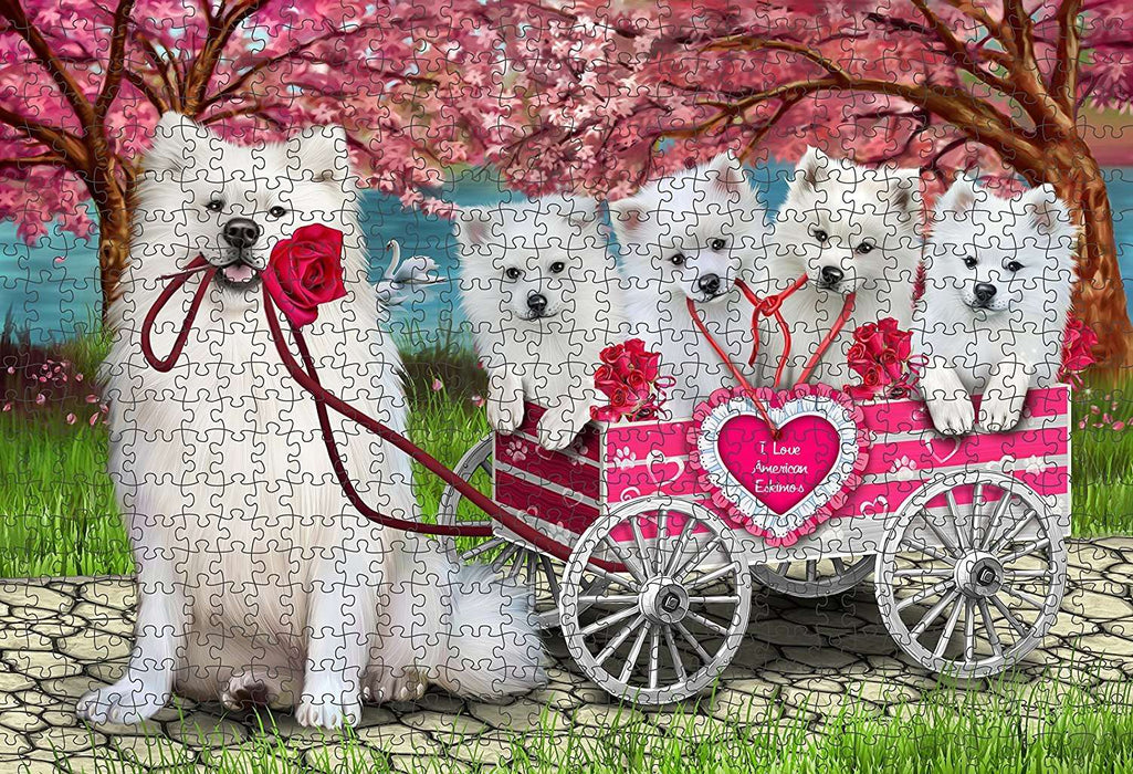 I Love American Eskimo Cart Dogs Puzzle with Photo Tin PUZL1431