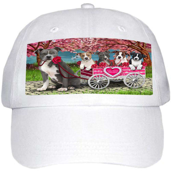 I Love American Staffordshire Terriers Dog Cat in a Cart Ball Hat Cap HAT58824