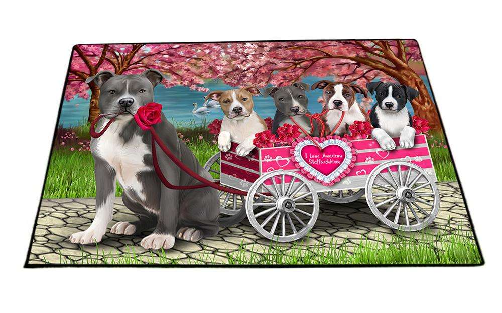 I Love American Staffordshire Terriers Dog Cat in a Cart Floormat FLMS51222