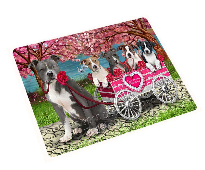 I Love American Staffordshire Terriers Dog Cat in a Cart Large Refrigerator / Dishwasher Magnet RMAG70680