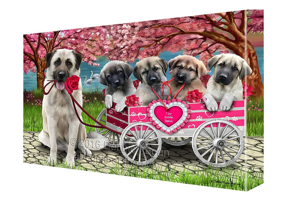 I Love Anatolian Shepherd Dogs in a Cart Canvas Wall Art