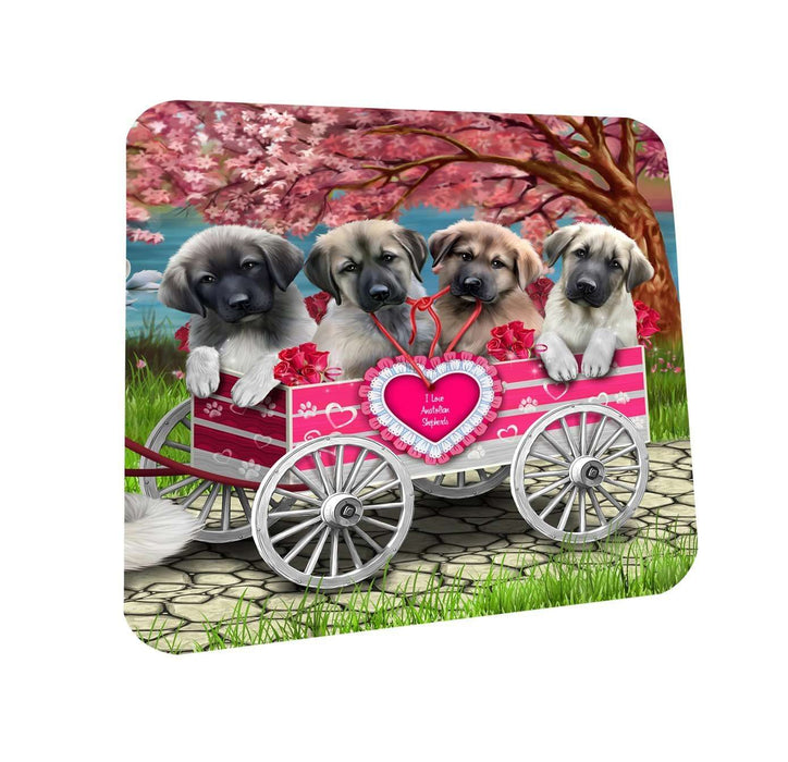 I Love Anatolian Shepherd Dogs in a Cart Coasters Set of 4
