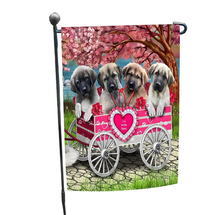 I Love Anatolian Shepherd Dogs in a Cart Garden Flag