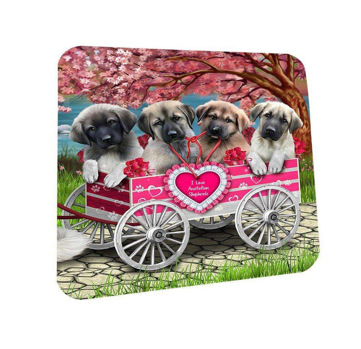 I Love Anatolian Shepherds Dog in a Cart Coasters Set of 4 CST48524