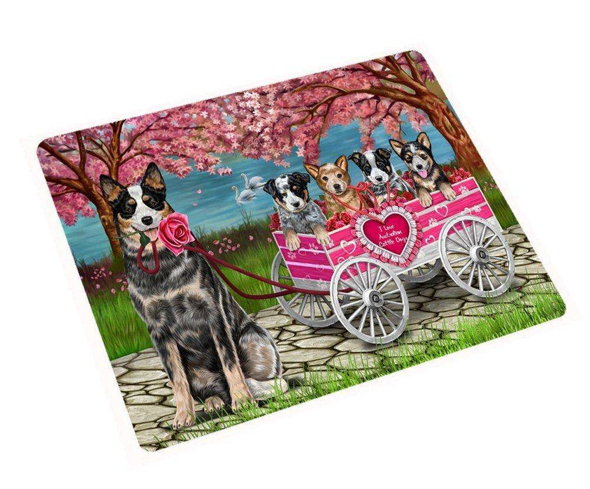 I Love Australian Cattle Dogs in a Cart Large Refrigerator / Dishwasher Magnet D075