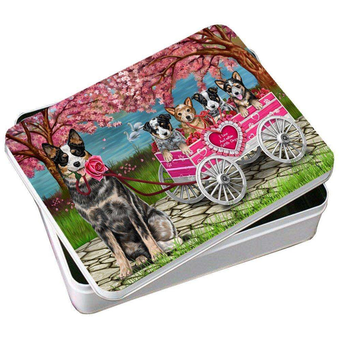 I Love Australian Cattle Dogs in a Cart Photo Storage Tin