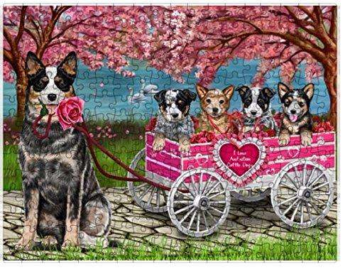 I Love Australian Cattle Dogs in a Cart Puzzle with Photo Tin