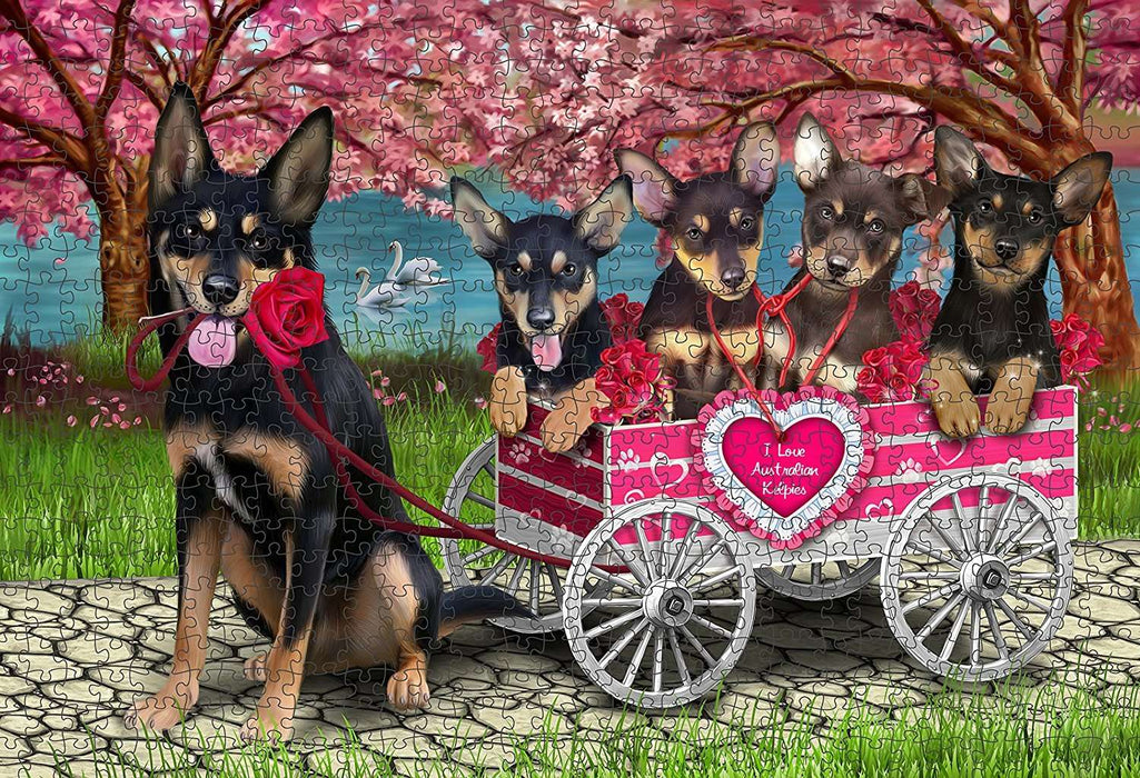 I Love Australian Kelpie Cart Dogs Puzzle with Photo Tin PUZL1434