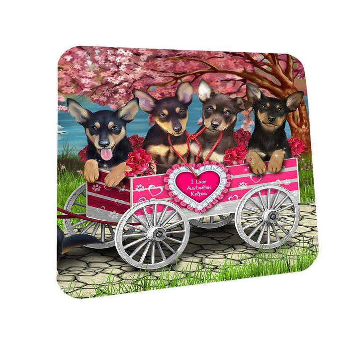 I Love Australian kelpies Dog in a Cart Coasters Set of 4 CST48525