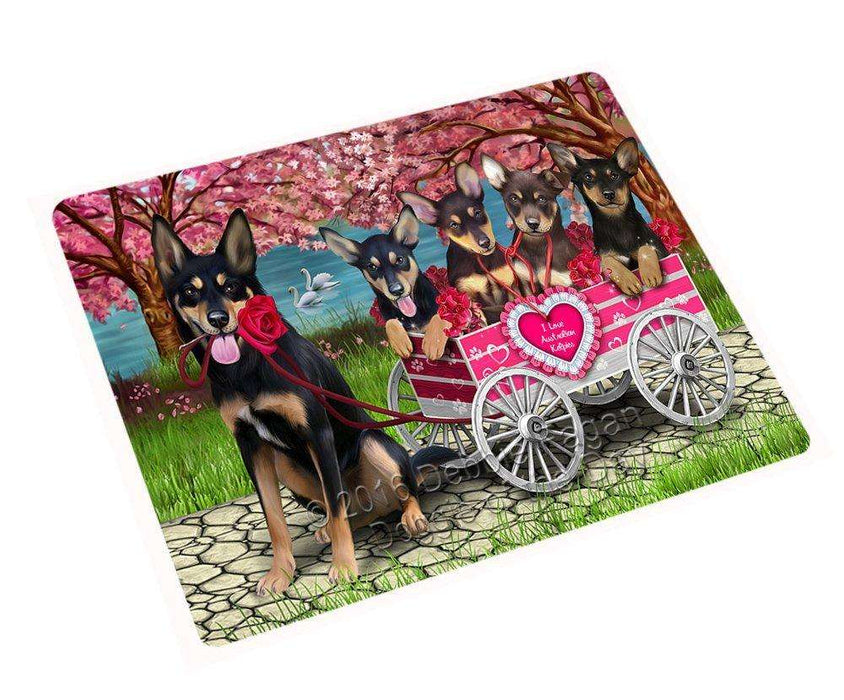 I Love Australian Kelpies Dogs in a Cart Tempered Cutting Board