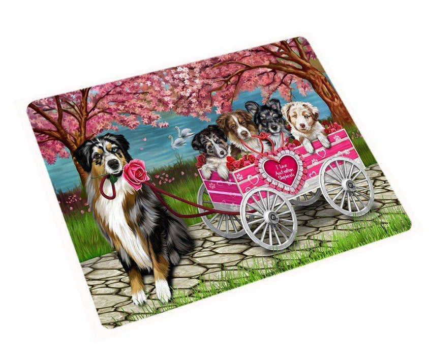 I Love Australian Shepherd Dogs In A Cart Magnet Mini (3.5" x 2")