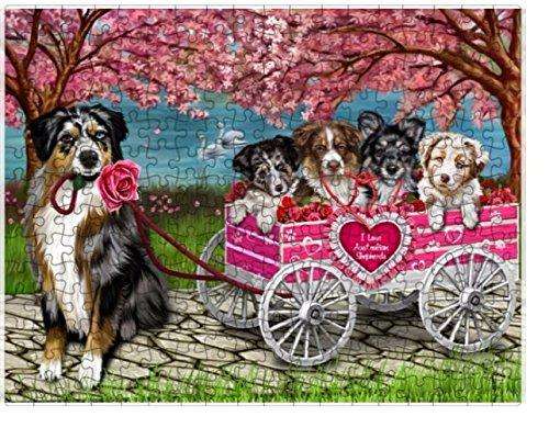 I Love Australian Shepherd Dogs in a Cart Puzzle