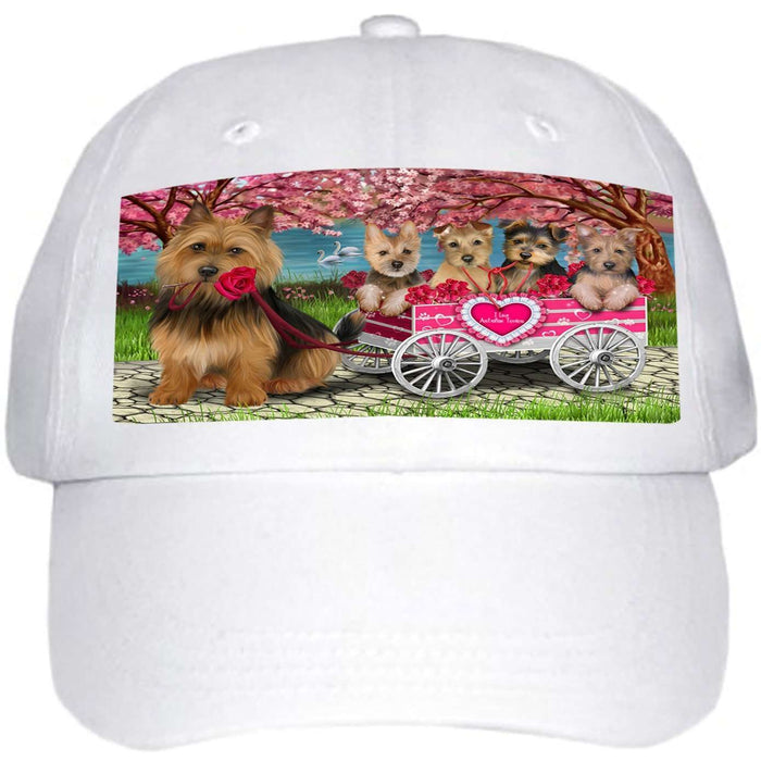 I Love Australian Terriers Dog in a Cart Ball Hat Cap HAT48147