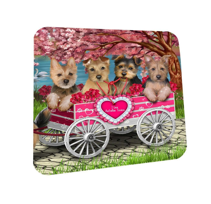 I Love Australian Terriers Dog in a Cart Coasters Set of 4 CST48097