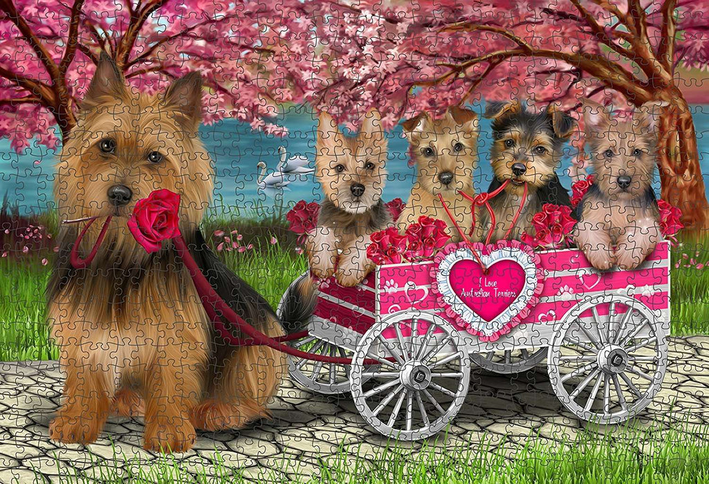 I Love Australian Terriers Dog in a Cart Puzzle with Photo Tin PUZL48267