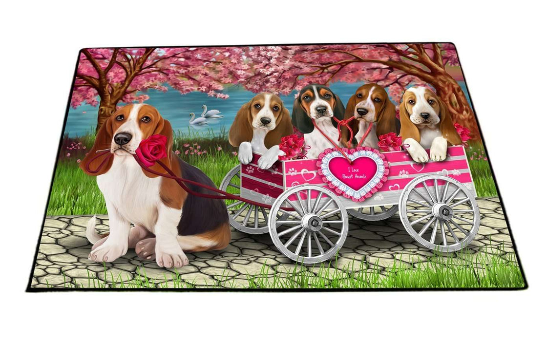I Love Basset Hound Dogs in a Cart Indoor/Outdoor Floormat