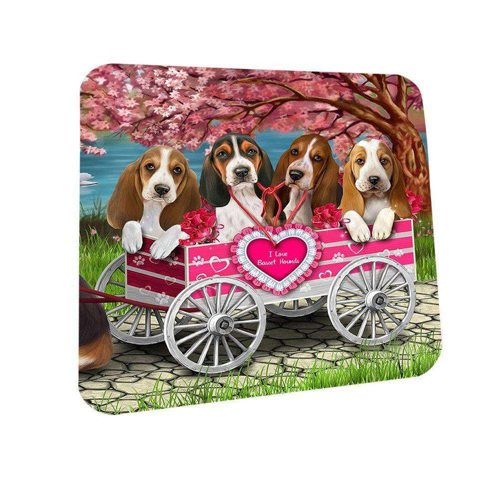 I Love Basset Hounds Dog in a Cart Coasters Set of 4 CST48526