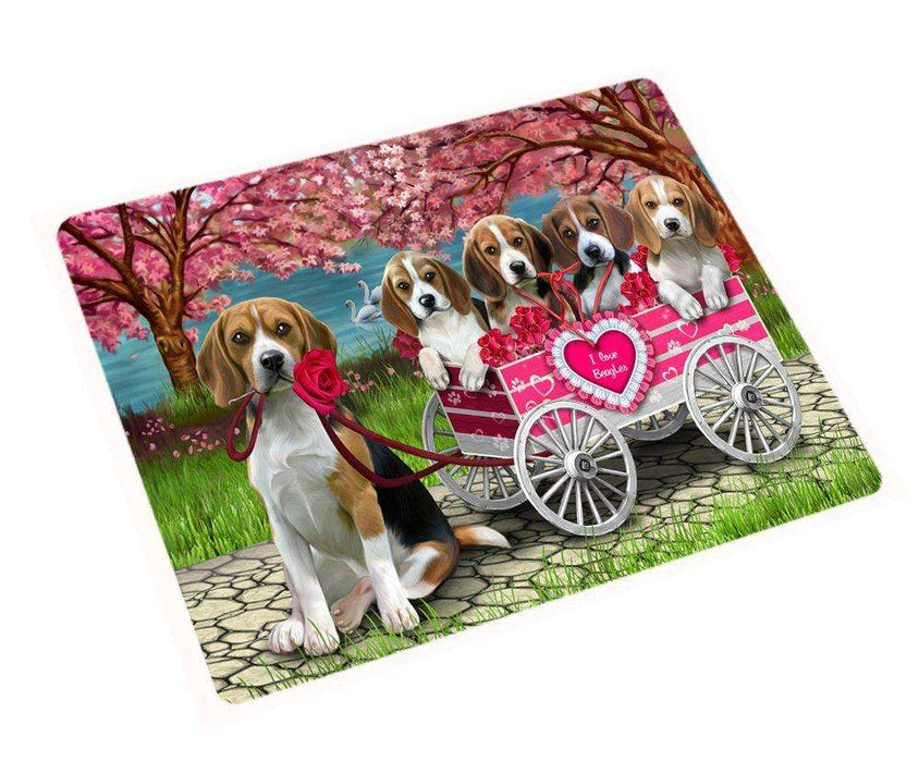 I Love Beagle Dogs In A Cart Magnet Mini (3.5" x 2")