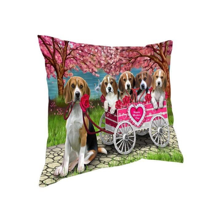 I Love Beagles Dog Cat in a Cart Pillow PIL63156