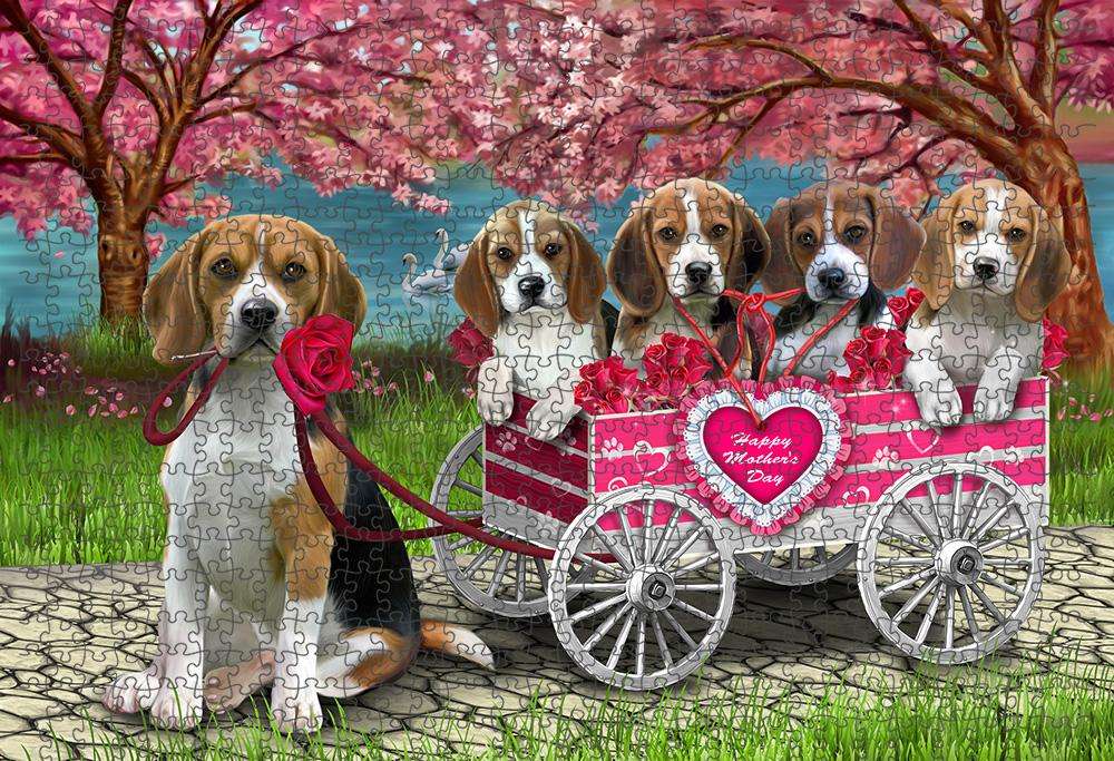 I Love Beagles Dog Cat in a Cart Puzzle with Photo Tin PUZL59181