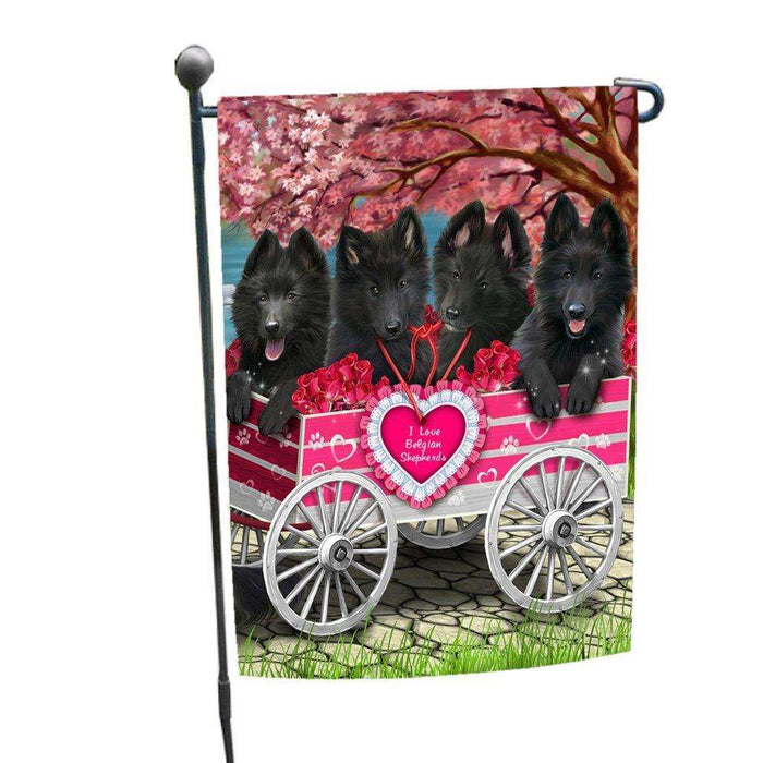 I Love Belgian Shepherd Dogs in a Cart Garden Flag