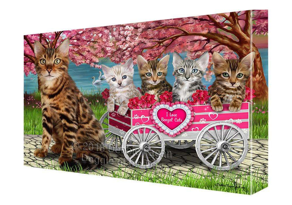 I Love Bengal Cat in a Cart Art Portrait Canvas Print Wall Art Décor CVS92375