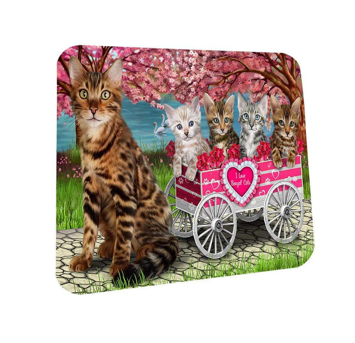 I Love Bengal Cat in a Cart Art Portrait Coasters Set of 4 CST52684