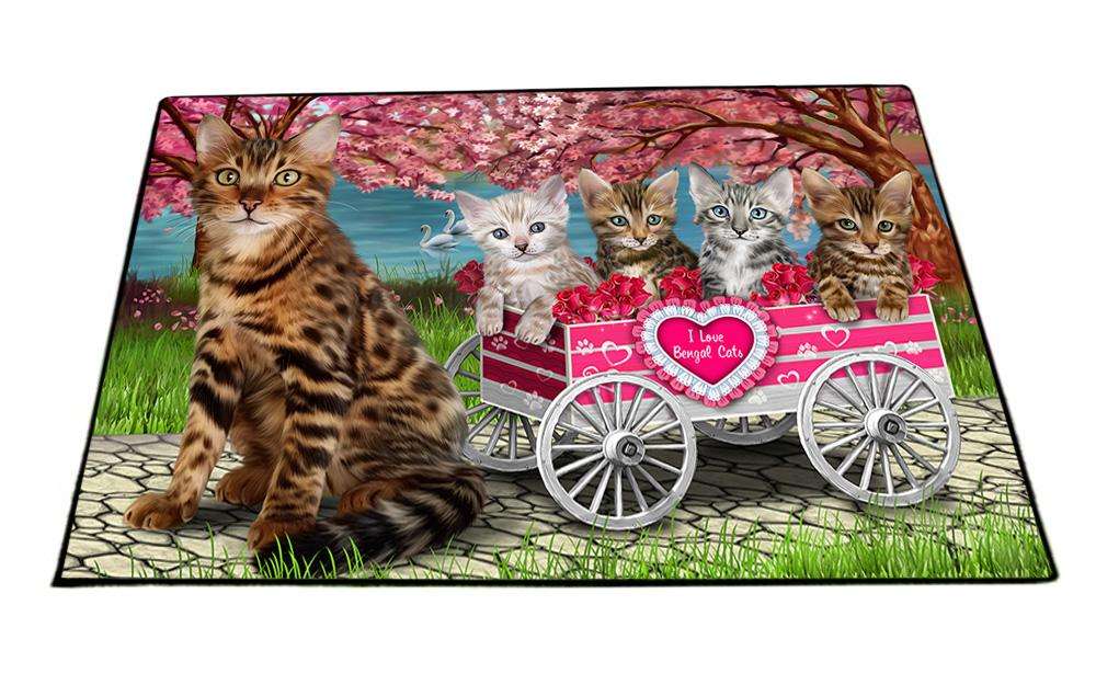 I Love Bengal Cat in a Cart Art Portrait Floormat FLMS51972