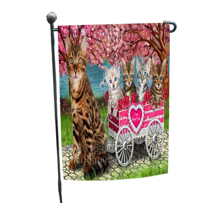 I Love Bengal Cat in a Cart Art Portrait Garden Flag GFLG52787