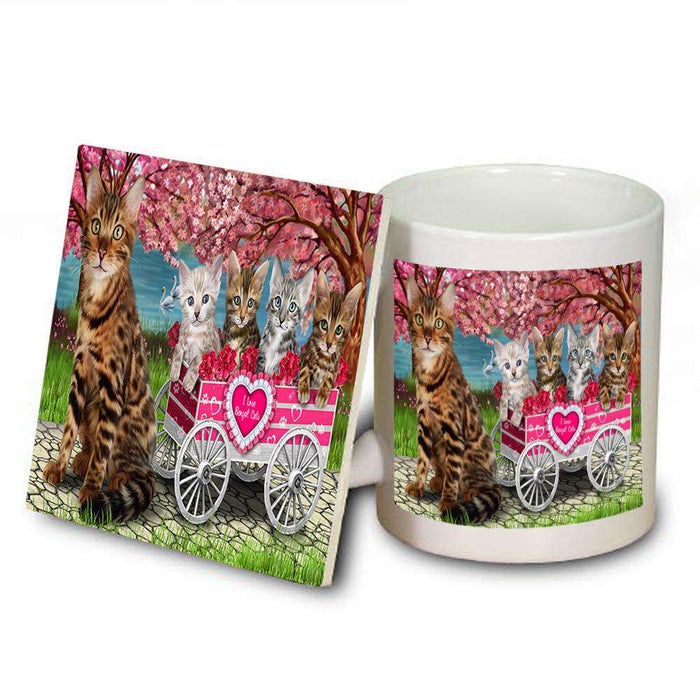 I Love Bengal Cat in a Cart Art Portrait Mug and Coaster Set MUC52717