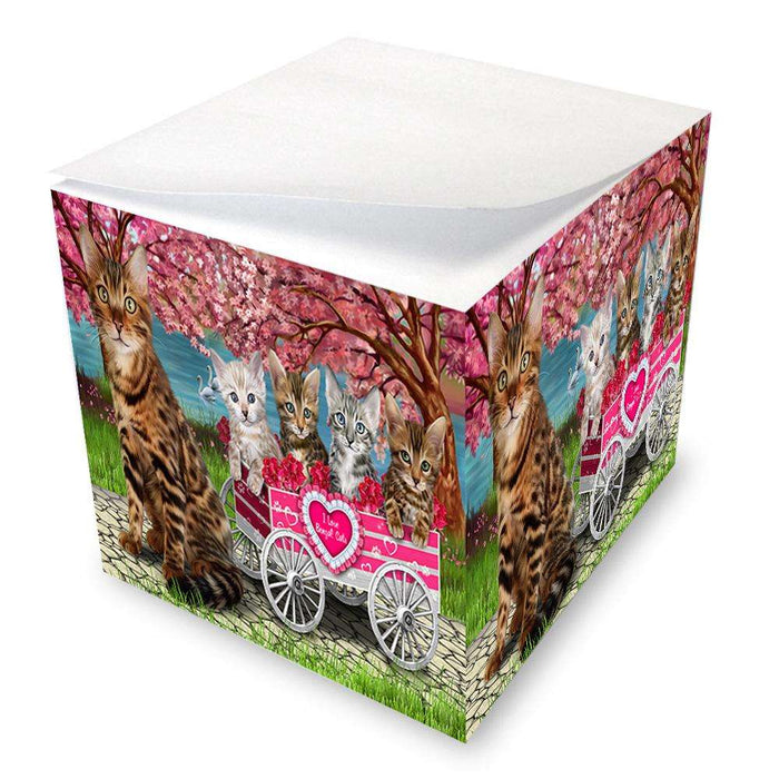 I Love Bengal Cat in a Cart Art Portrait Note Cube NOC52725