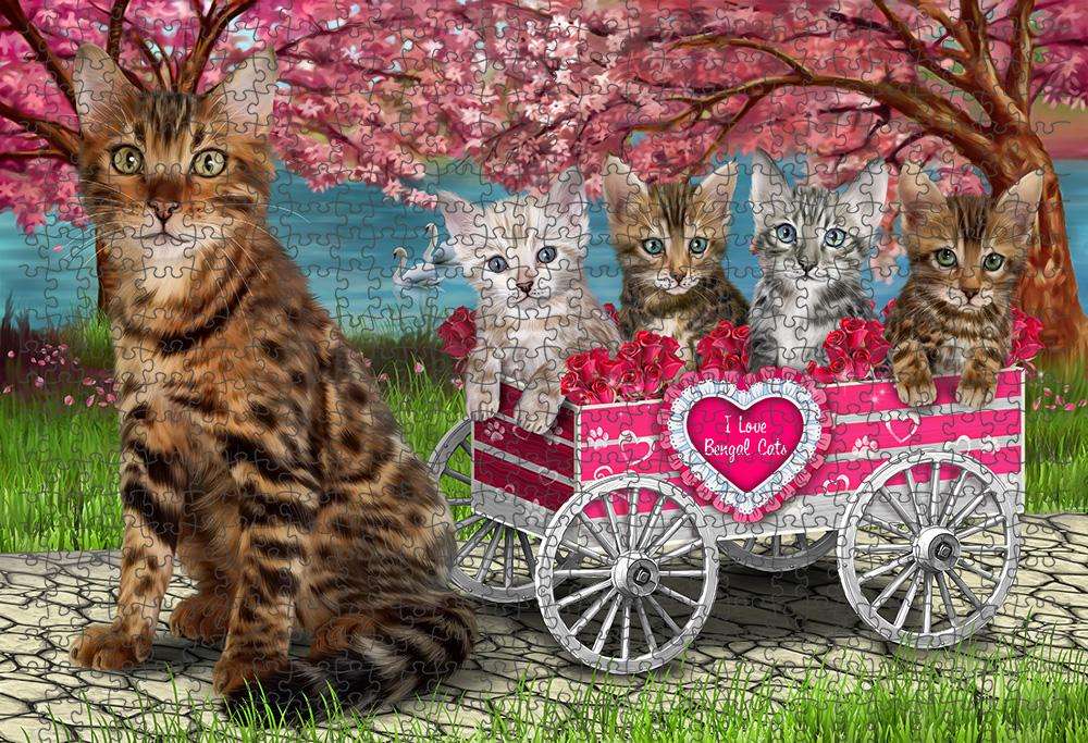 I Love Bengal Cat in a Cart Art Portrait Puzzle with Photo Tin PUZL62474