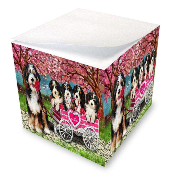 I Love Bernedoodles Dog in a Cart Note Cube NOC48568