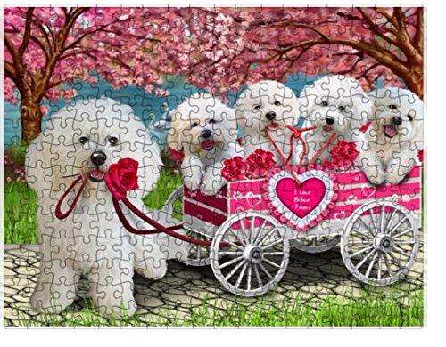I Love Bichon Frise Dogs in a Cart Puzzle with Photo Tin