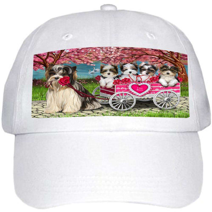 I Love Biewer Terriers Dog Cat in a Cart Ball Hat Cap HAT58830